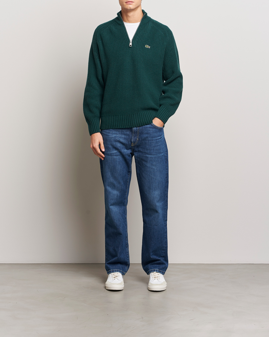 Heren | Truien | Lacoste | Heavy Knitted Wool Half Zip Sinople
