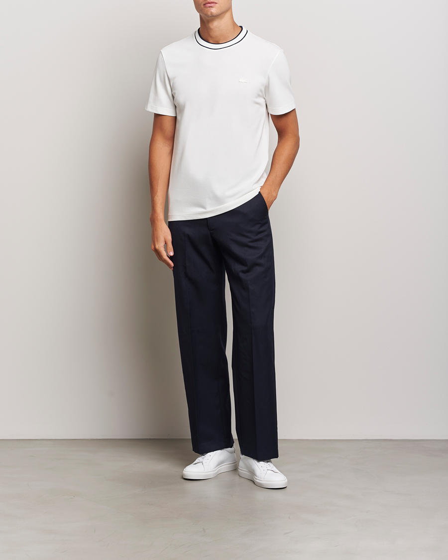 Heren | T-shirts | Lacoste | Contrast Rib Piqué T-Shirt Flour