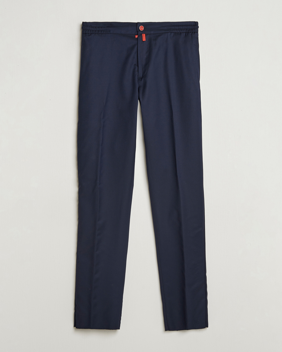 Heren | Broeken | Kiton | Wool Stretch Drawstring Trousers Navy