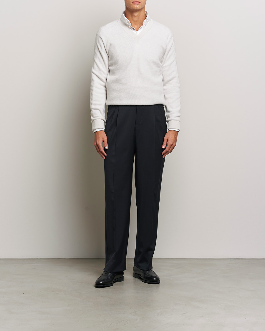 Heren | Truien | Brioni | Rib Cashmere V-Neck Sweater Light Grey