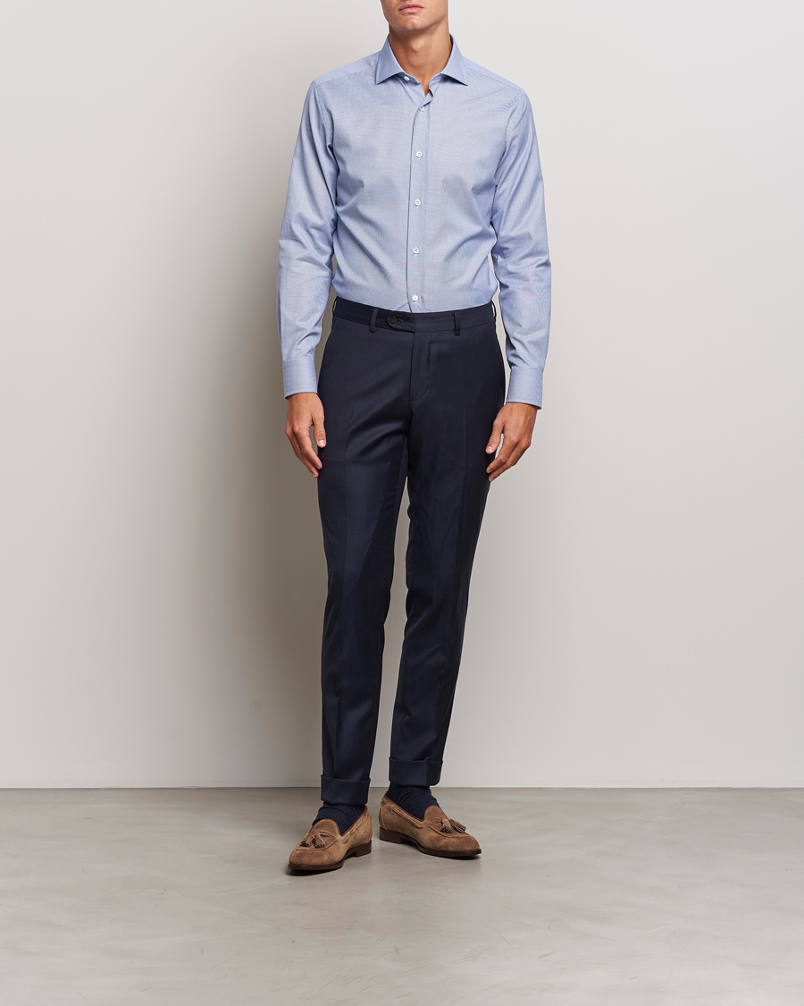 Homme | Chemises | Brioni | Slim Fit Micro Structure Dress Shirt Light Blue