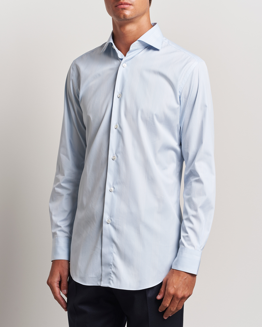 Homme | Chemises | Brioni | Slim Fit Striped Dress Shirt Light Blue