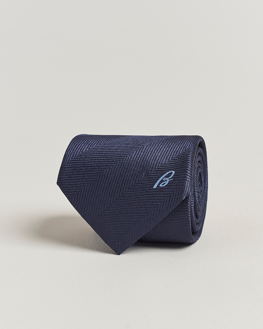 Homme | Brioni Herringbone Silk Tie Navy | Brioni | Herringbone Silk Tie Navy