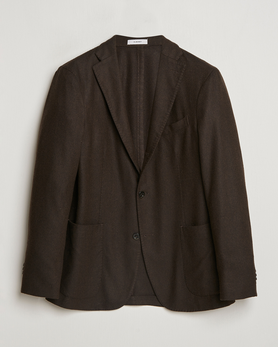 Homme | Blazers | Boglioli | K Jacket Wool Herringbone Blazer Dark Brown