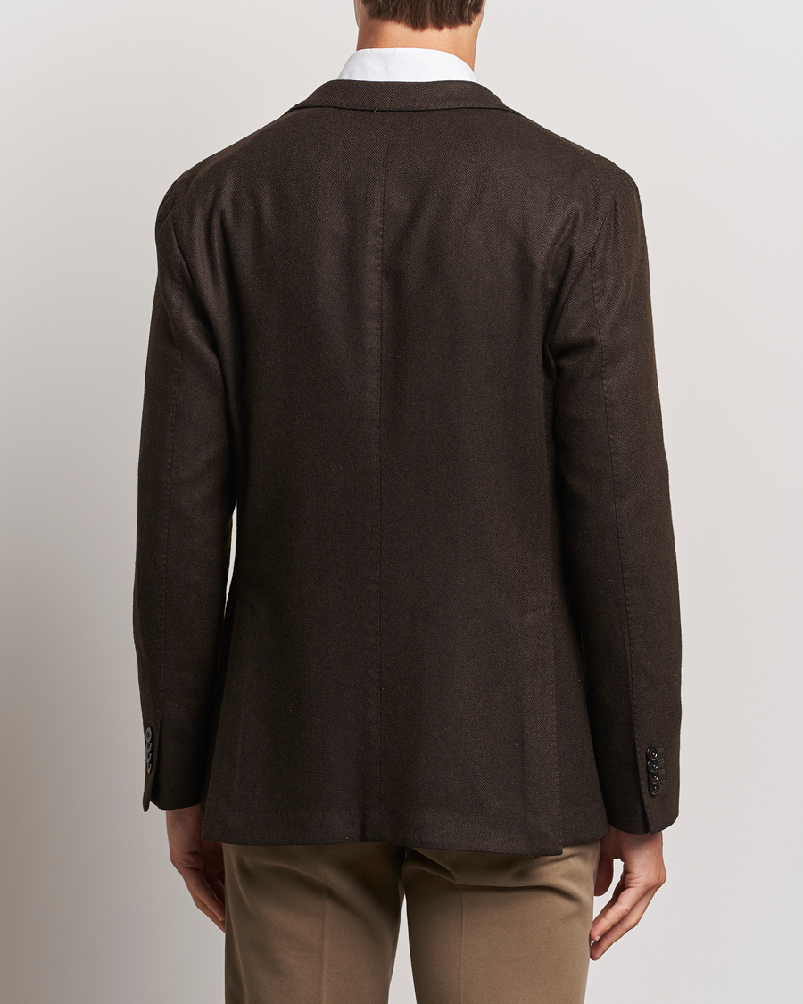 Homme | Blazers | Boglioli | K Jacket Wool Herringbone Blazer Dark Brown