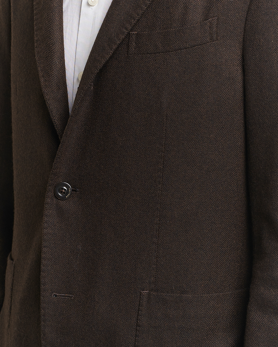 Homme | Blazers | Boglioli | K Jacket Wool Herringbone Blazer Dark Brown