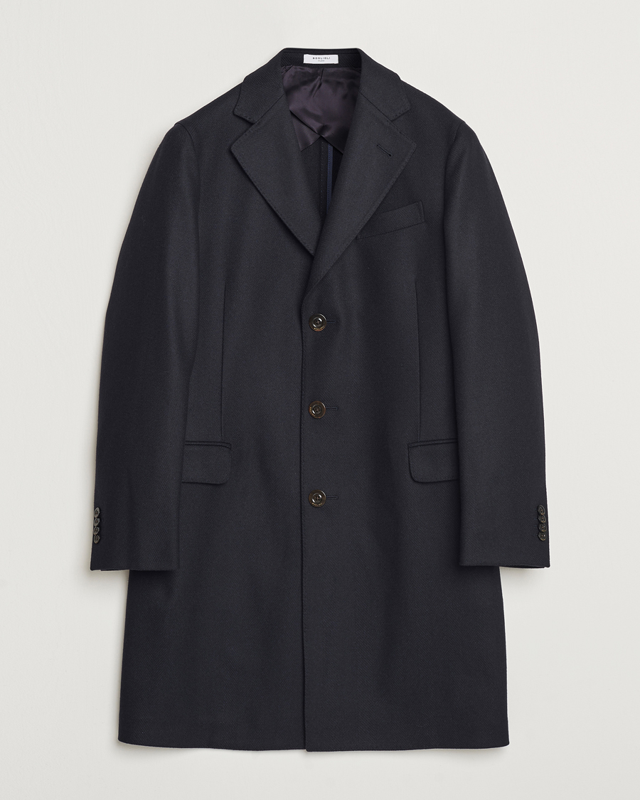 Homme | Manteaux Et Vestes | Boglioli | Herringbone Wool Coat Navy