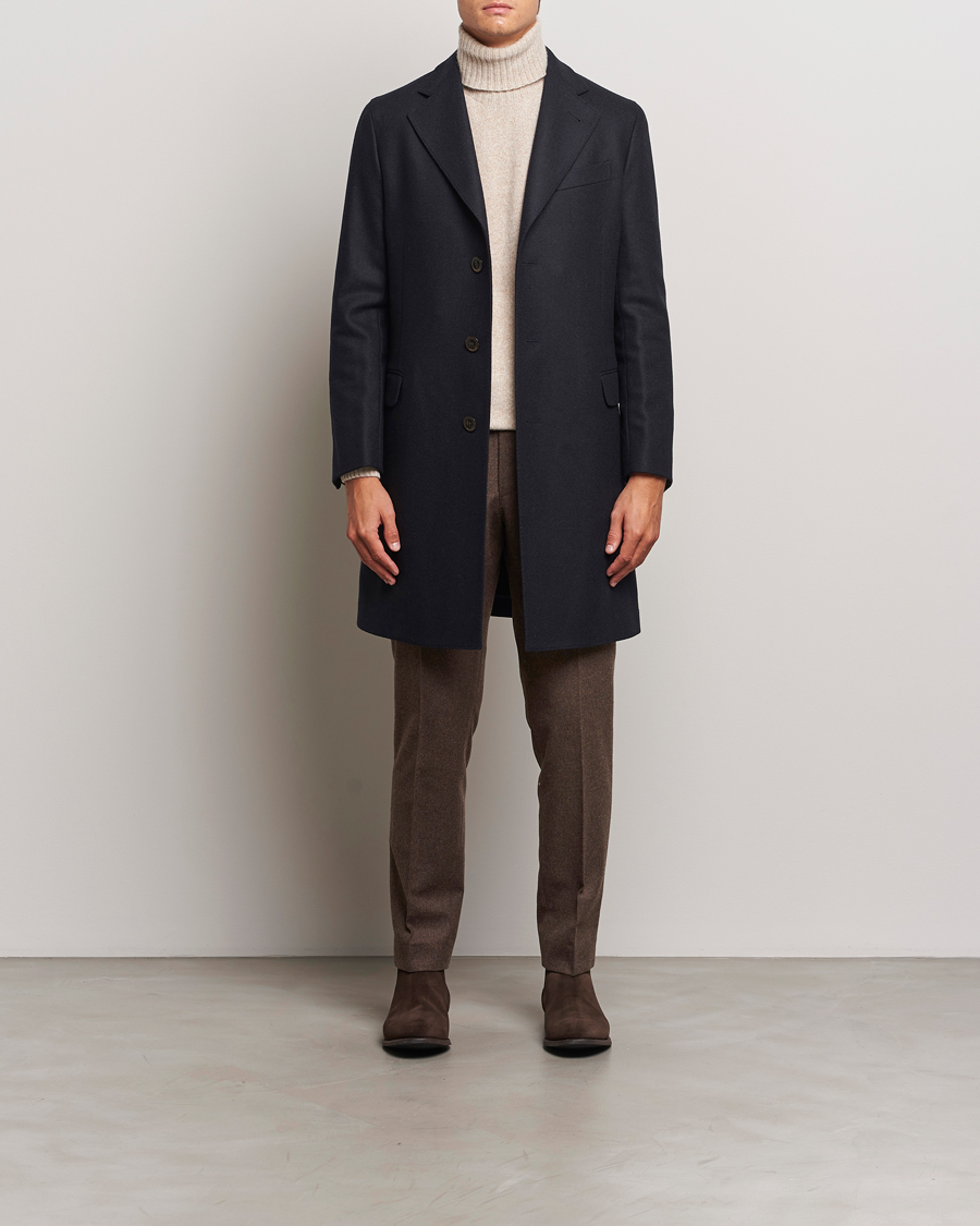 Homme | Manteaux Et Vestes | Boglioli | Herringbone Wool Coat Navy