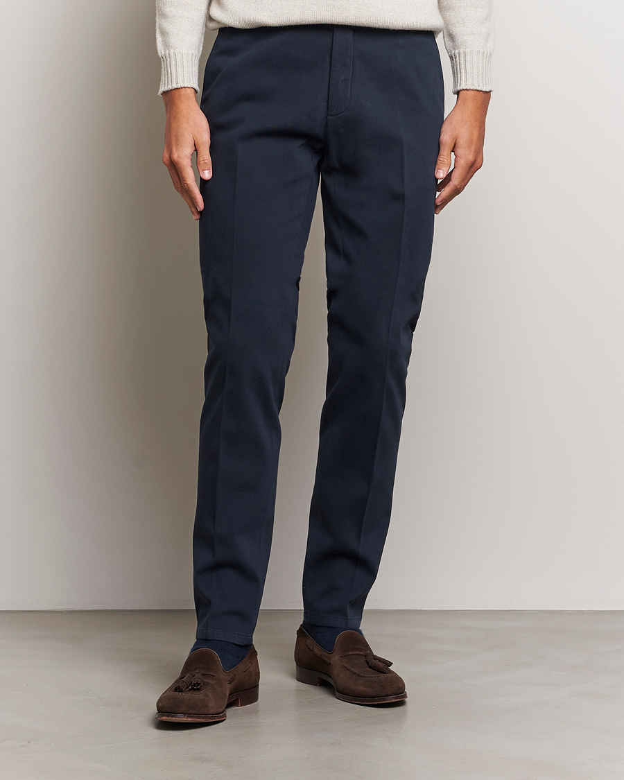 Heren | Broeken | Boglioli | Cotton Twill Trousers Navy