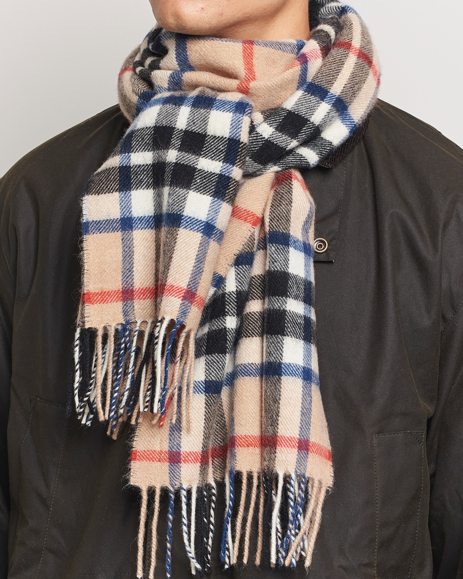 Homme | Gloverall Lambswool Scarf Camel Check | Gloverall | Lambswool Scarf Camel Check