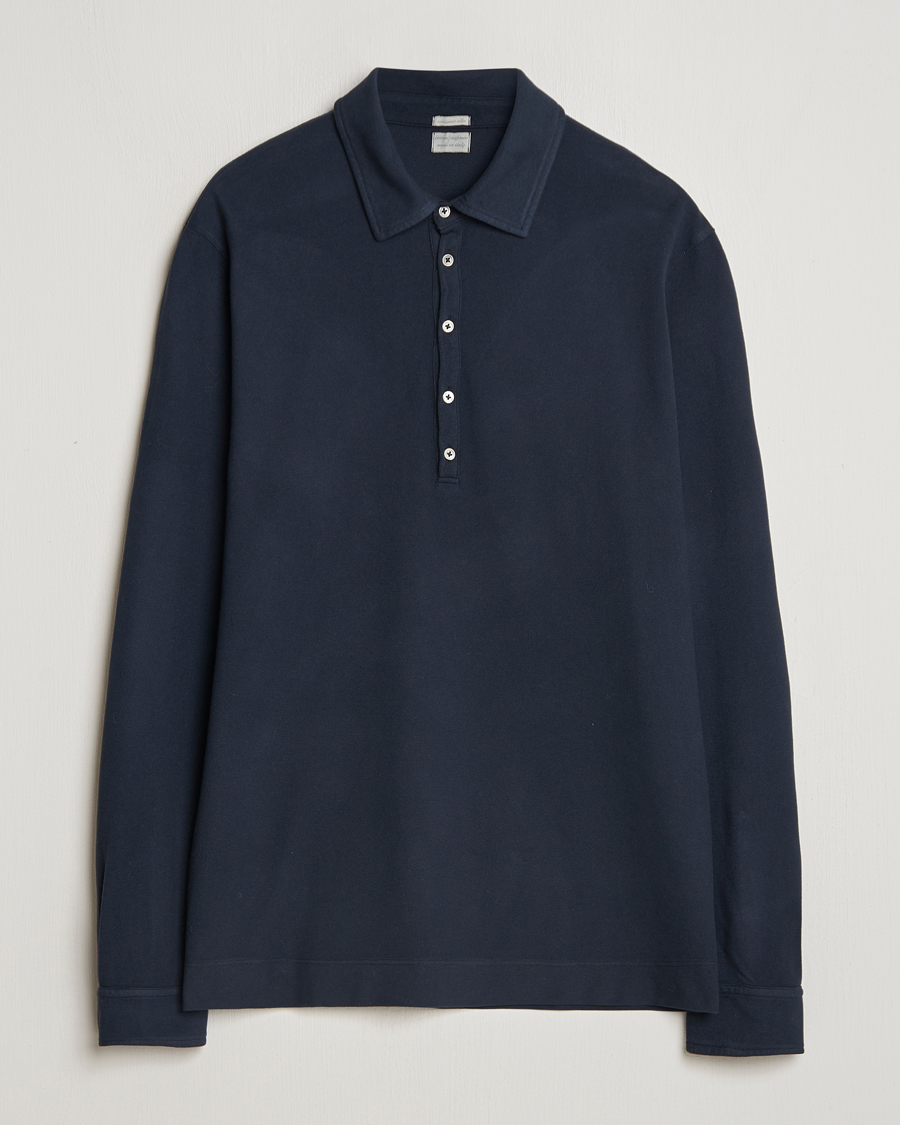 Homme | Pulls Et Tricots | Massimo Alba | Ischia Cotton/Cashmere Long Sleeve Polo Navy