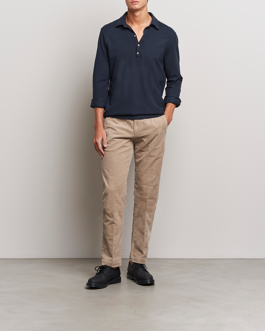 Homme | Pulls Et Tricots | Massimo Alba | Ischia Cotton/Cashmere Long Sleeve Polo Navy