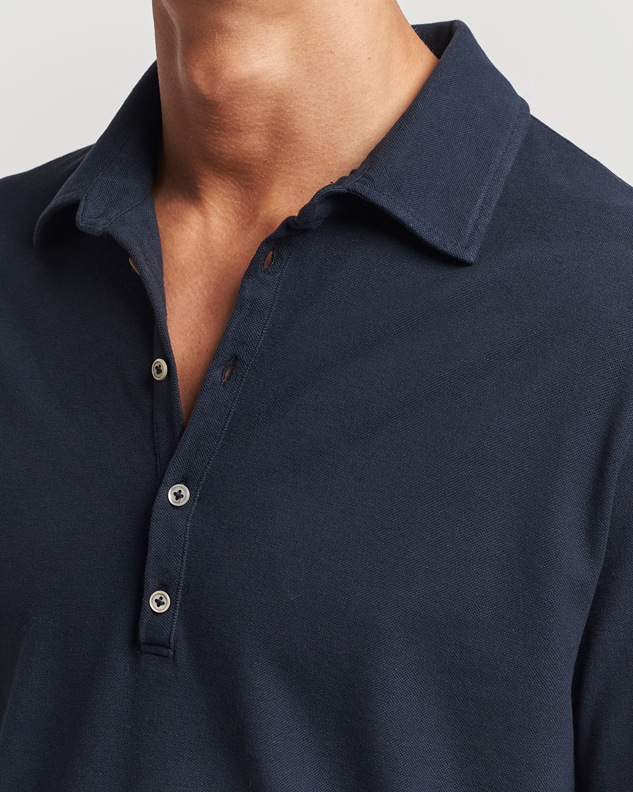 Homme | Pulls Et Tricots | Massimo Alba | Ischia Cotton/Cashmere Long Sleeve Polo Navy