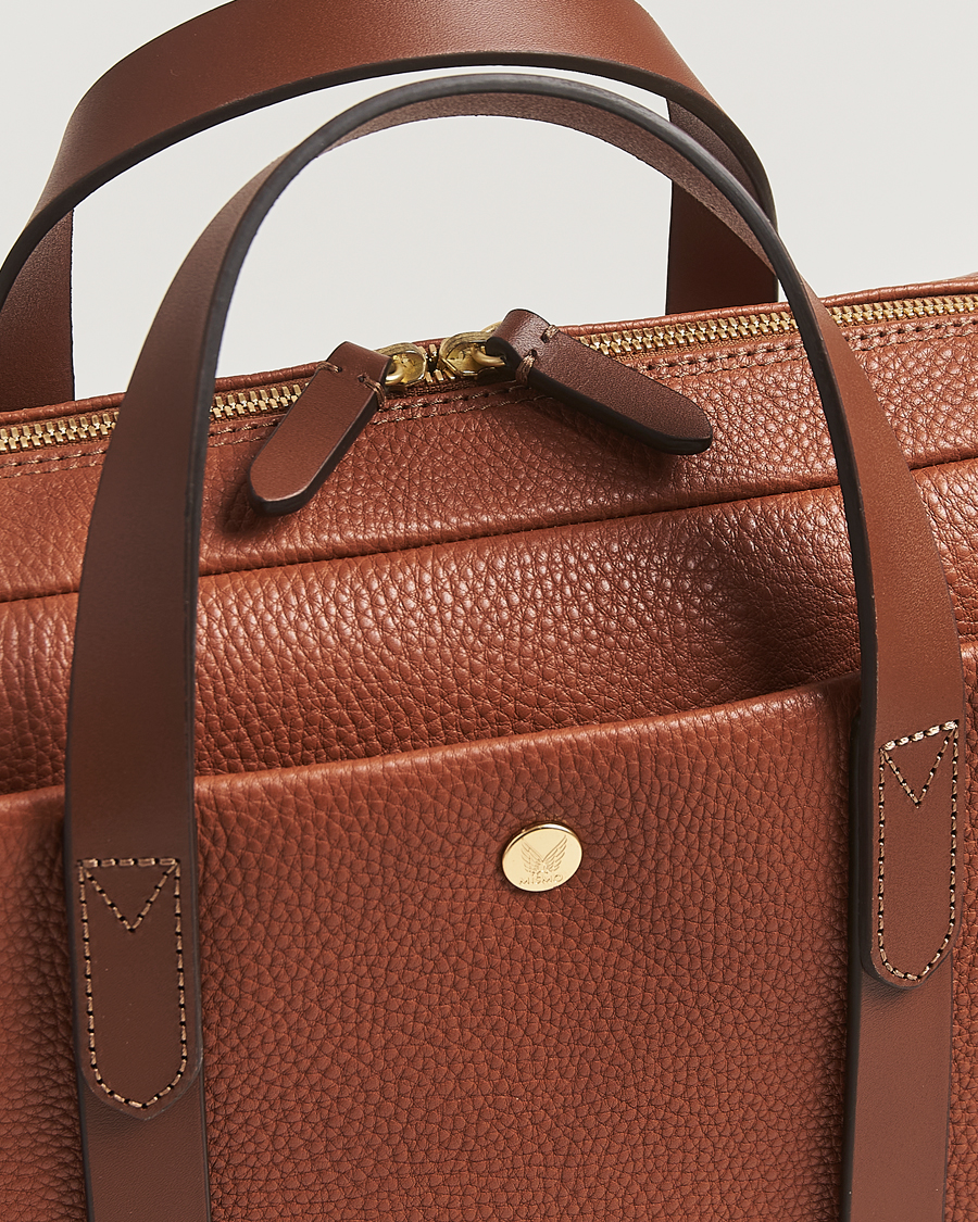Heren | Tassen | Mismo | Aspire Pebbled Leather Briefcase Tabac