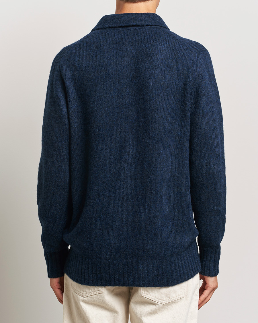 Heren | Truien | NN07 | Lee Brushed Wool Polo Navy Blue
