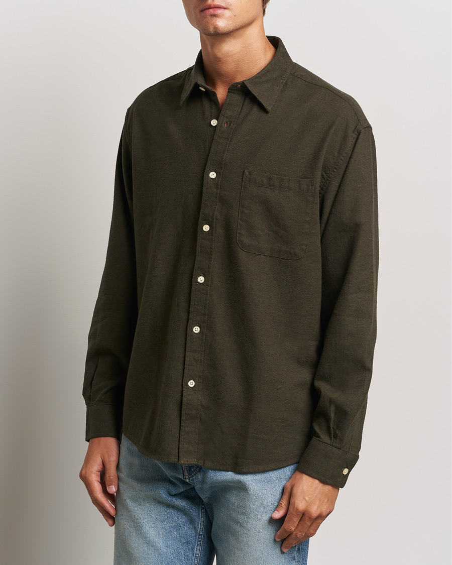 Homme | Chemises | NN07 | Deon Flannel Checked Shirt Dark Army