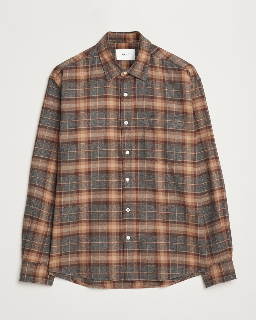 Homme | Chemises | NN07 | Deon Flannel Shirt Brown/Grey