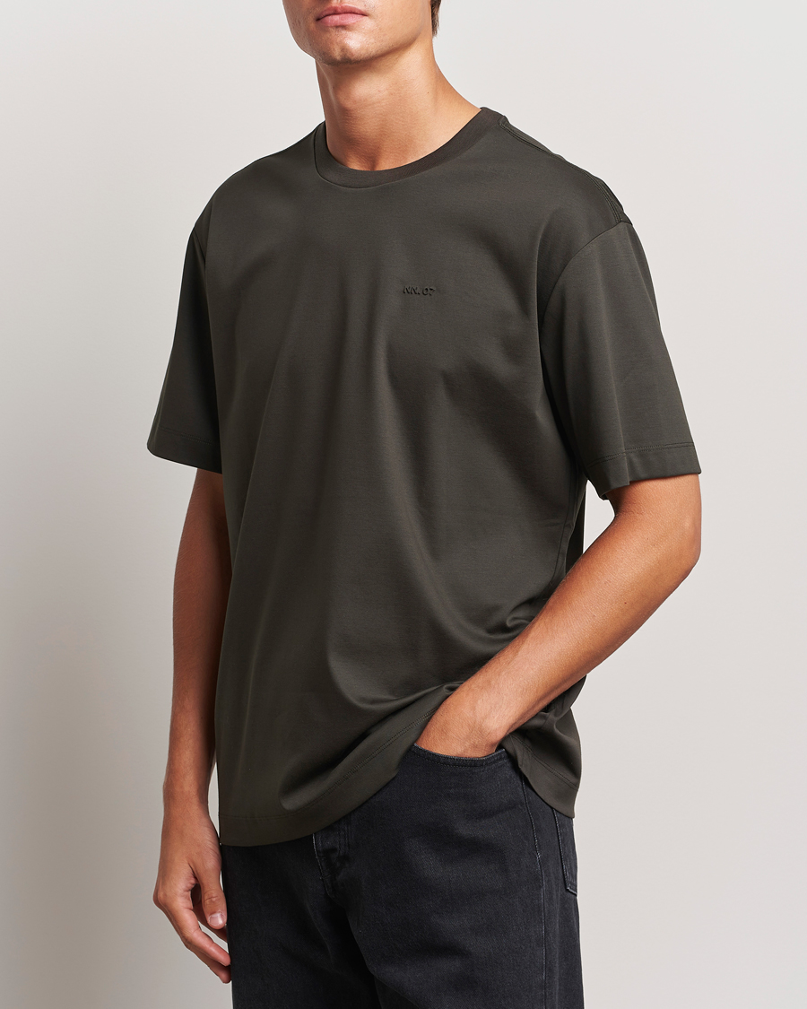 Homme | T-shirts | NN07 | Nat Logo Mercerized Crew Neck T-Shirt Dark Army