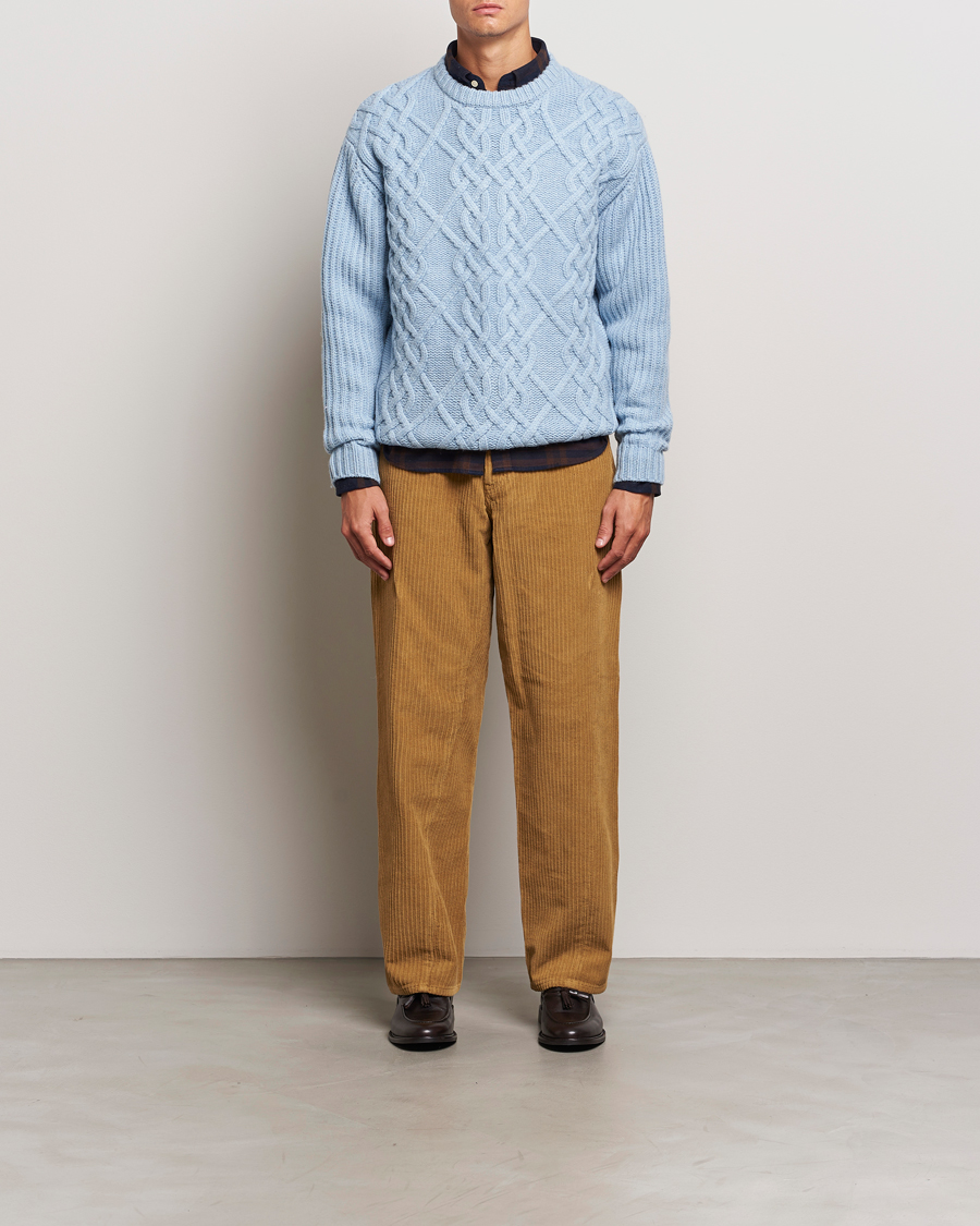 Homme | Pulls Et Tricots | Drôle de Monsieur | Heavy Cable Knit Pullover Light Blue