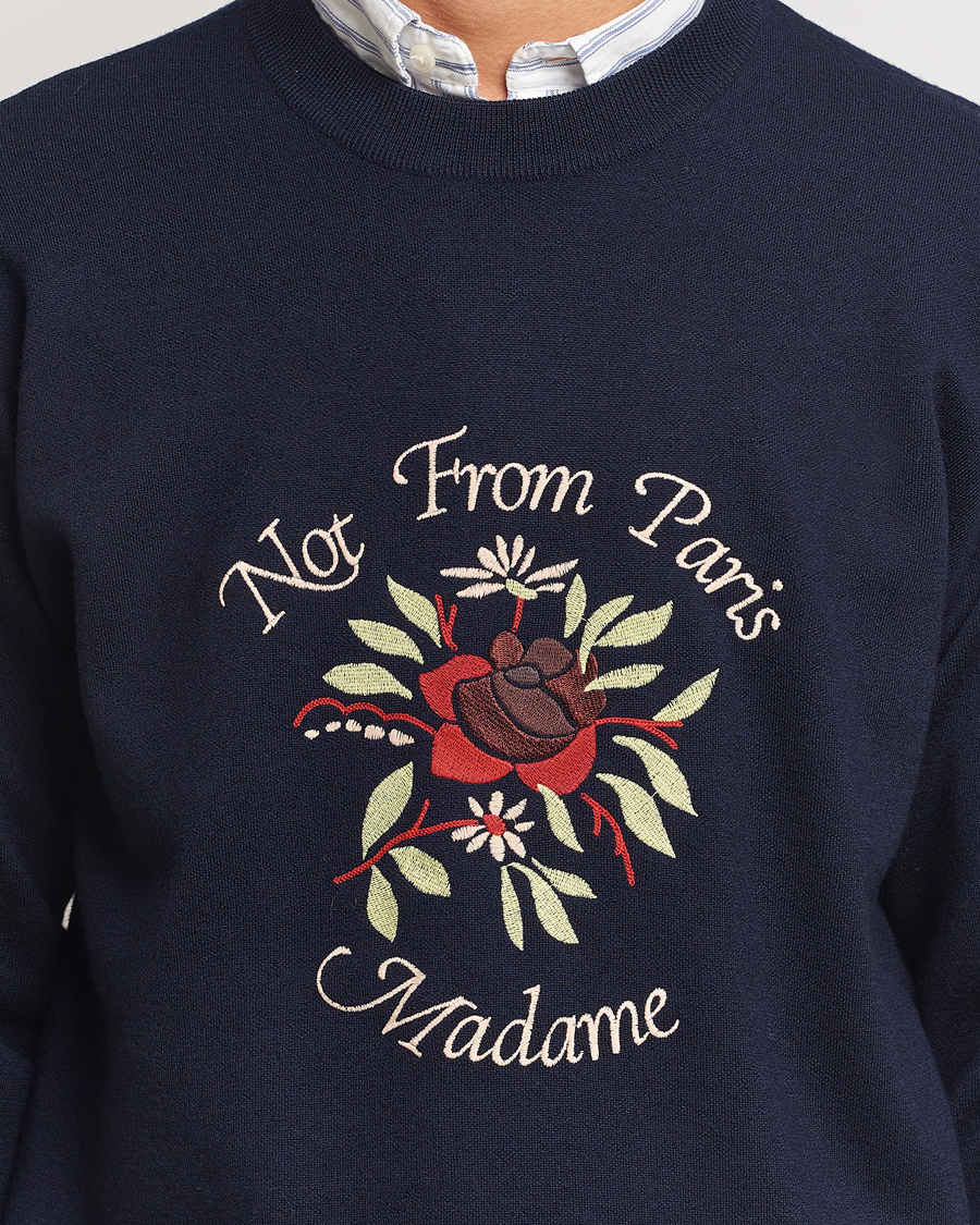 Homme | Pulls Et Tricots | Drôle de Monsieur | Flower Slogan Pullover Dark Navy