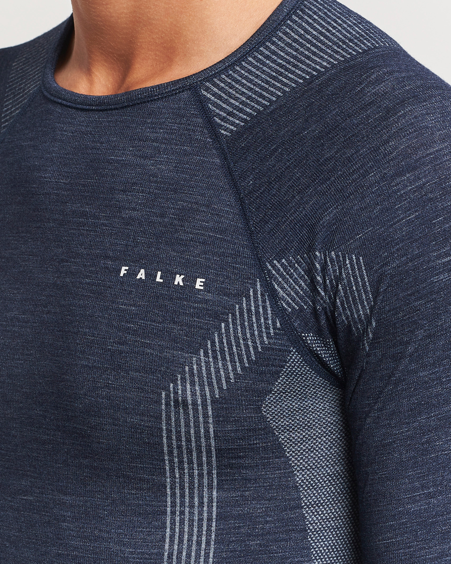 Heren | T-shirts | Falke Sport | Long Sleeve Wool Tech Shirt Space Blue