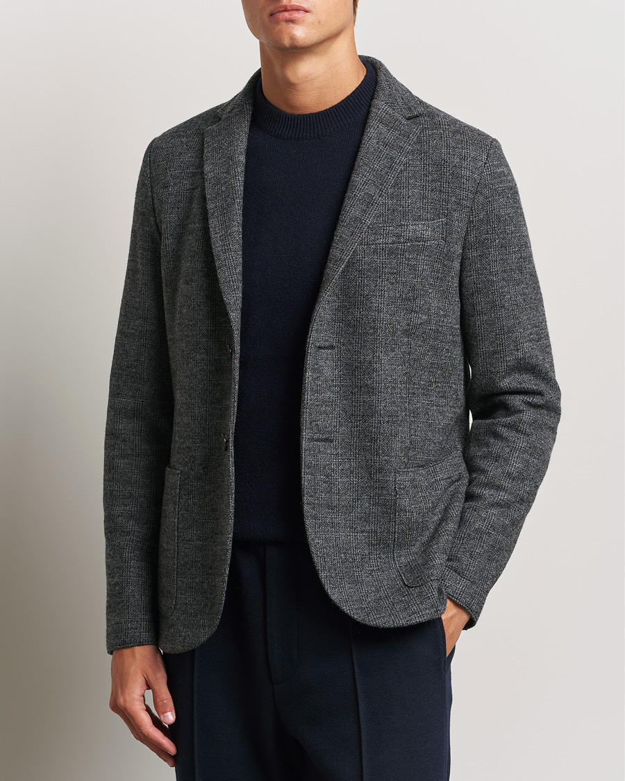 Heren | Blazers | Harris Wharf London | Two Button Prince Of Wales Blazer Grey/Black