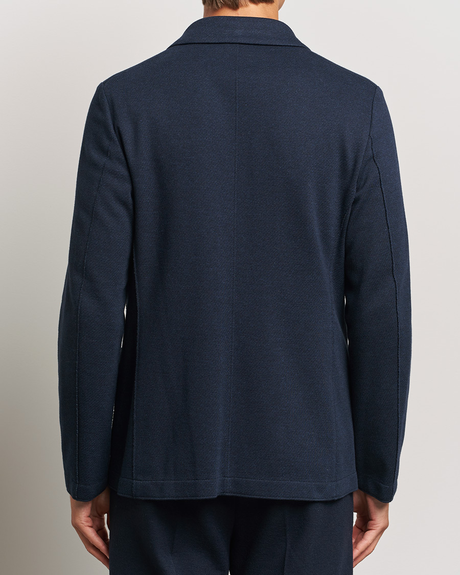 Homme | Blazers | Harris Wharf London | Double Breasted Peak Lapel Jersey Blazer Navy Twill