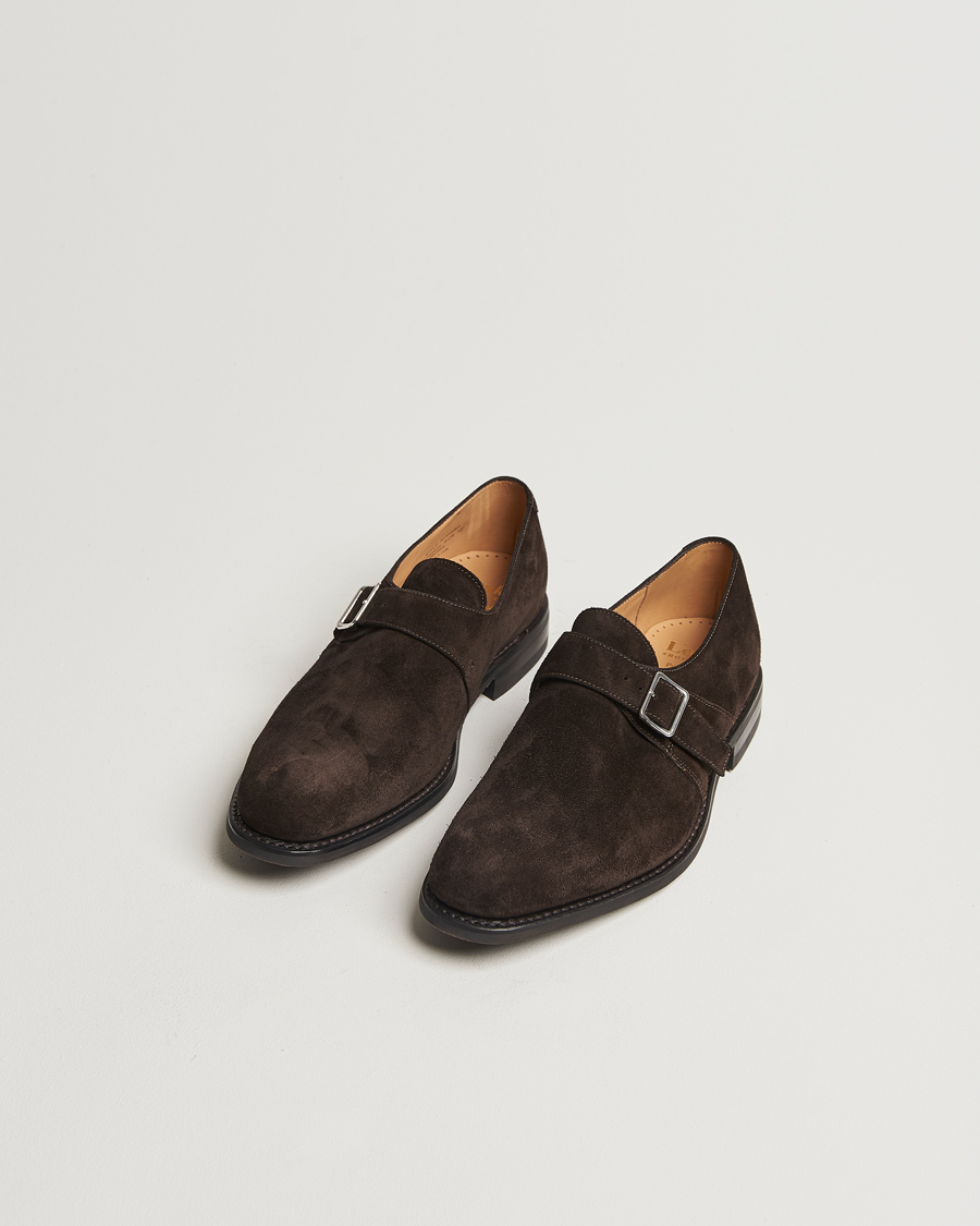 Homme | Chaussures À Boucles | Loake 1880 | 357 Suede Single Monk Dark Brown