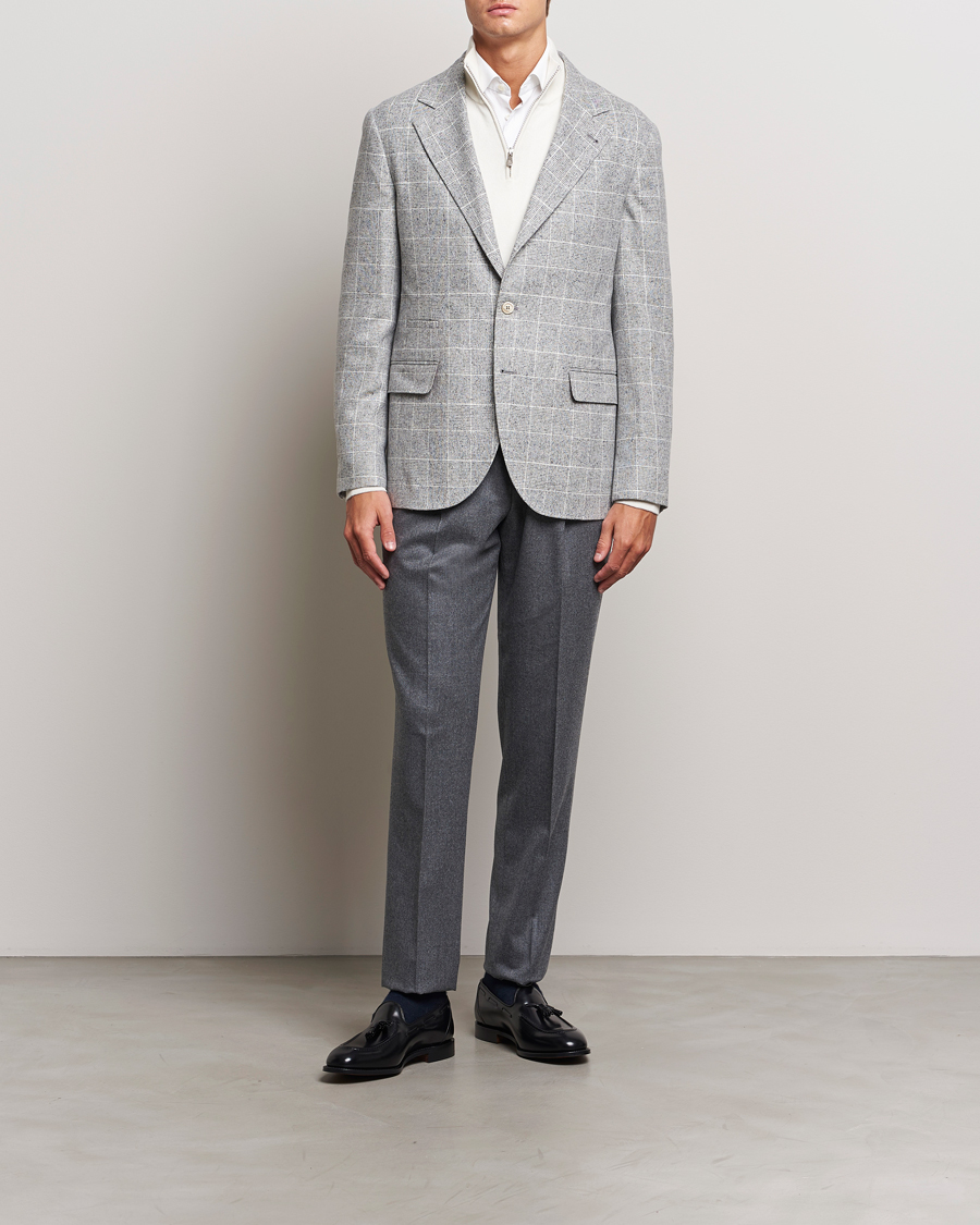 Heren | Blazers | Brunello Cucinelli | Single Breasted Check Blazer Pearl Grey