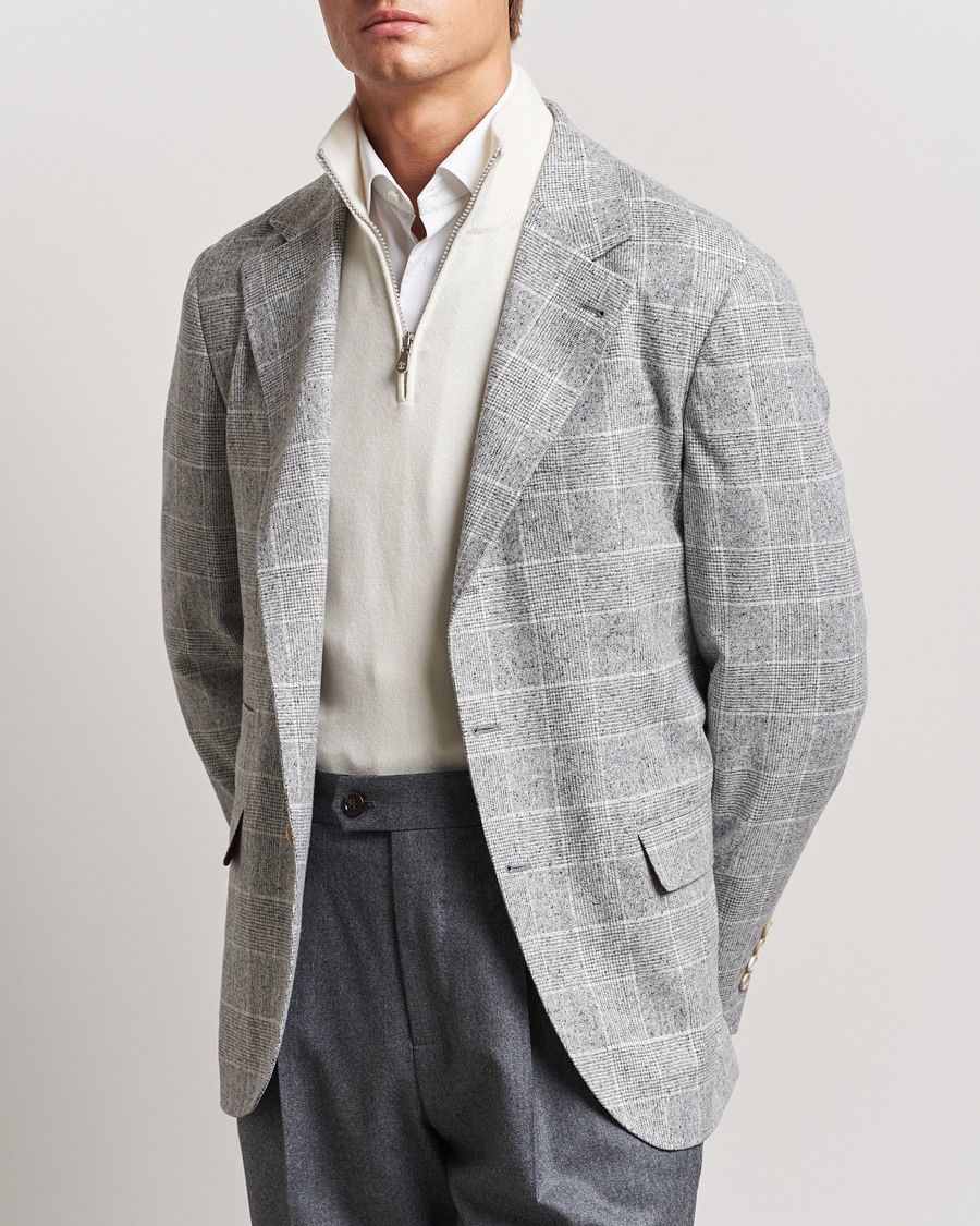 Heren | Blazers | Brunello Cucinelli | Single Breasted Check Blazer Pearl Grey