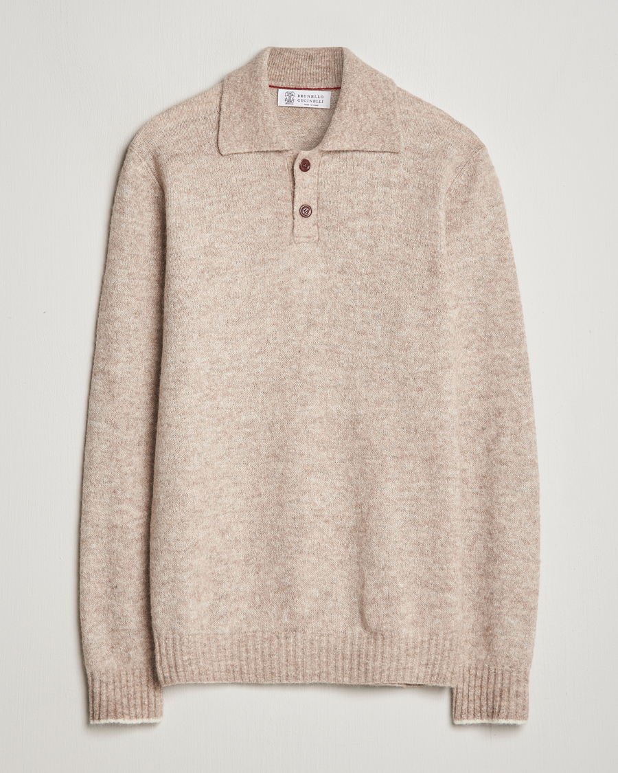 Heren | Truien | Brunello Cucinelli | Alpaca Wool Long Sleeve Polo Light Beige