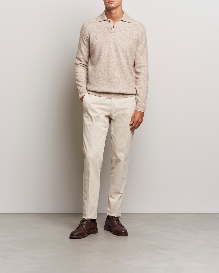 Heren | Truien | Brunello Cucinelli | Alpaca Wool Long Sleeve Polo Light Beige