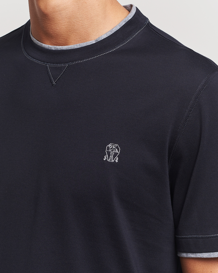 Homme | T-shirts | Brunello Cucinelli | Short Sleeve Logo T-Shirt Navy