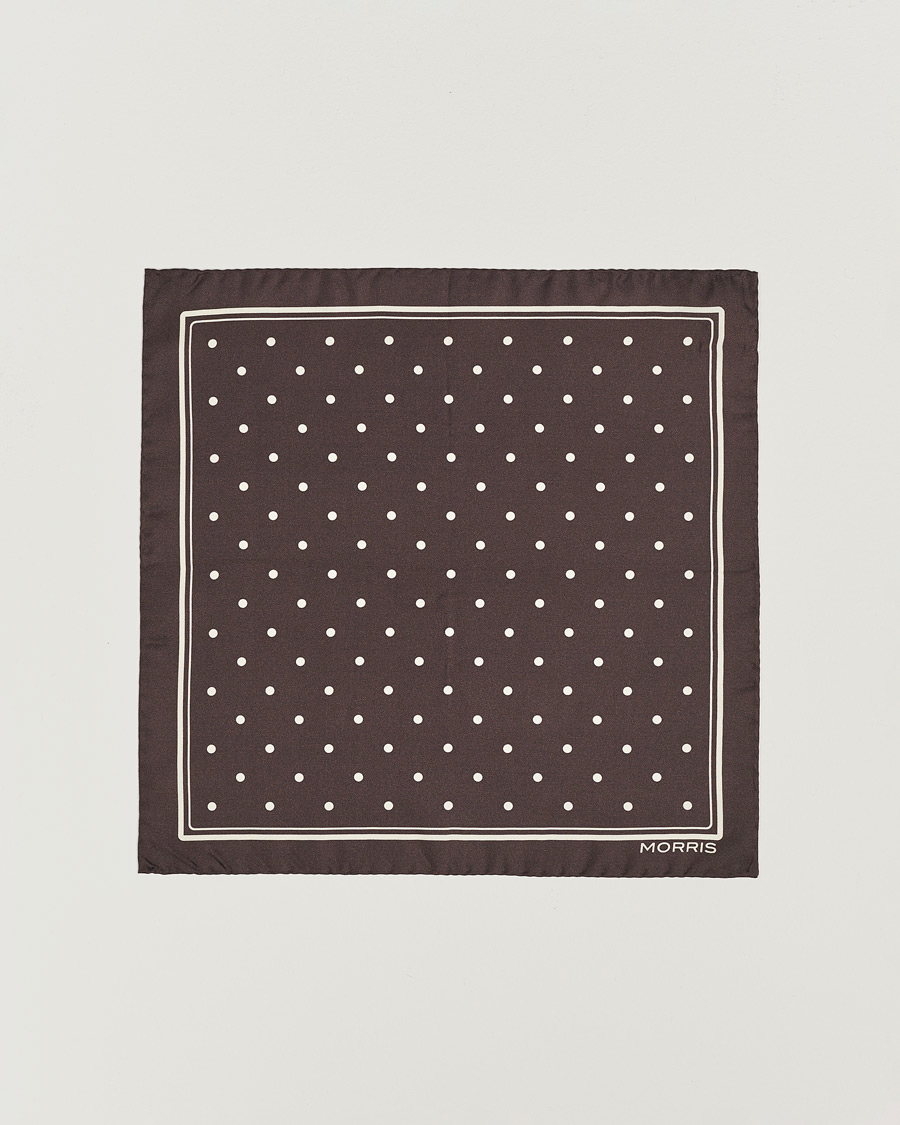 Heren | Pochets | Morris | Dot Pocket Square Brown