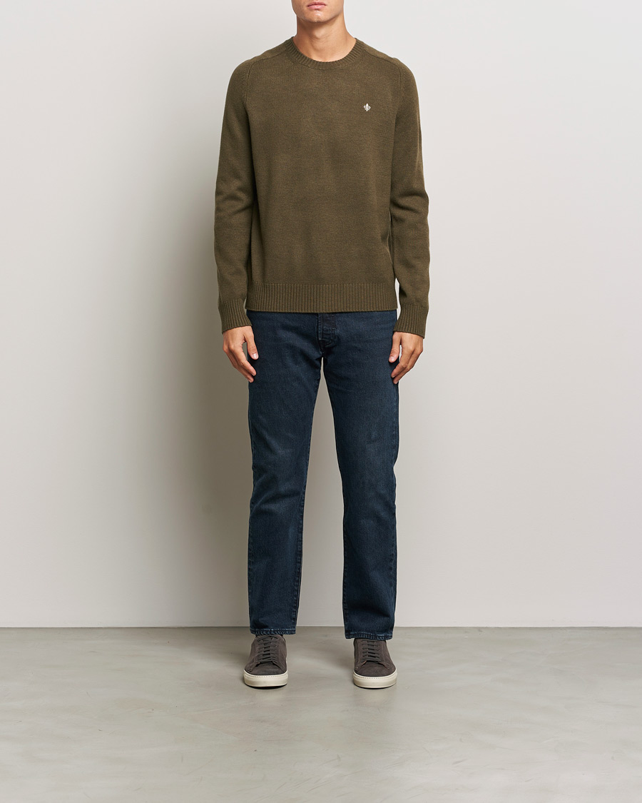 Heren | Truien | Morris | Hertford Merino Crew Neck Olive