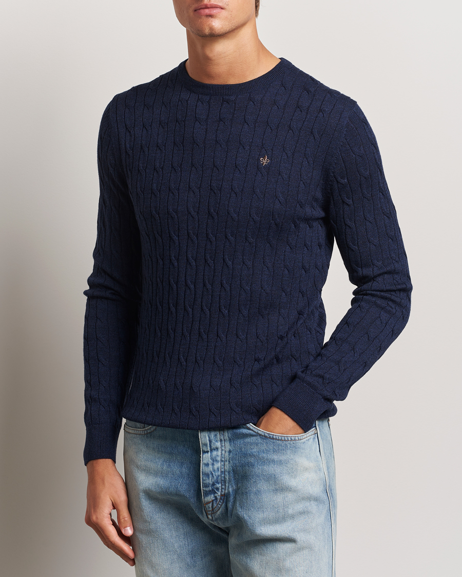 Homme | Pulls Et Tricots | Morris | Merino Cable O-Neck Blue