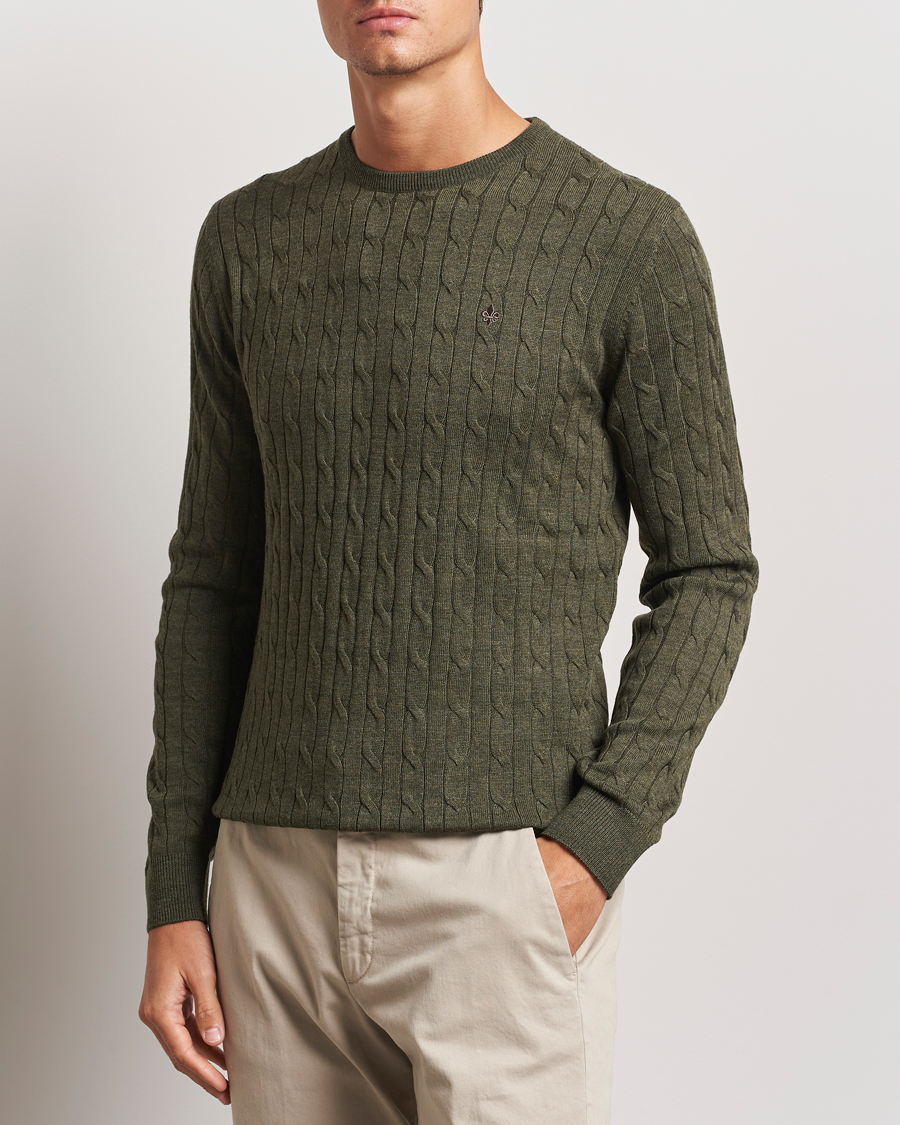 Homme | Pulls Et Tricots | Morris | Merino Cable O-Neck Olive