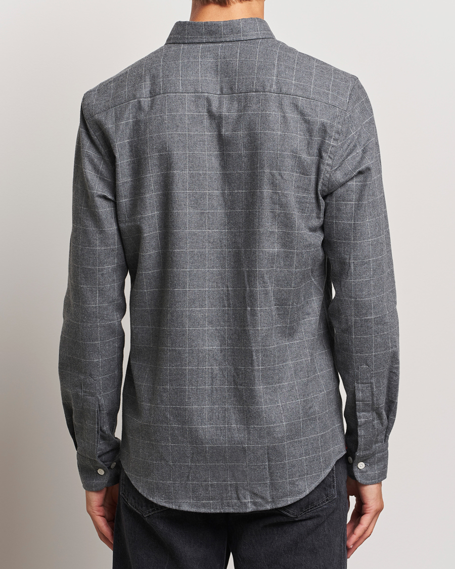 Heren | Overhemden | Morris | Flannel Overcheck Shirt Grey
