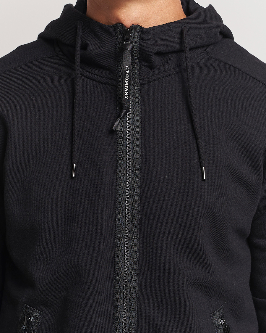 Heren | Truien | C.P. Company | Diagonal Raised Fleece Full Zip Goggle Hoodie Black