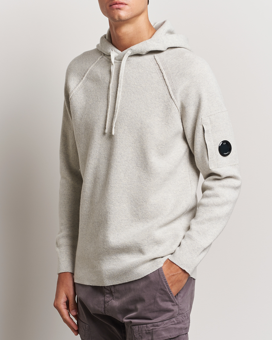 Heren | Truien | C.P. Company | Lambswool Knitted Lens Hood Grey Melange