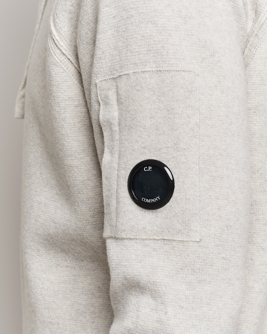 Heren | Truien | C.P. Company | Lambswool Knitted Lens Hood Grey Melange