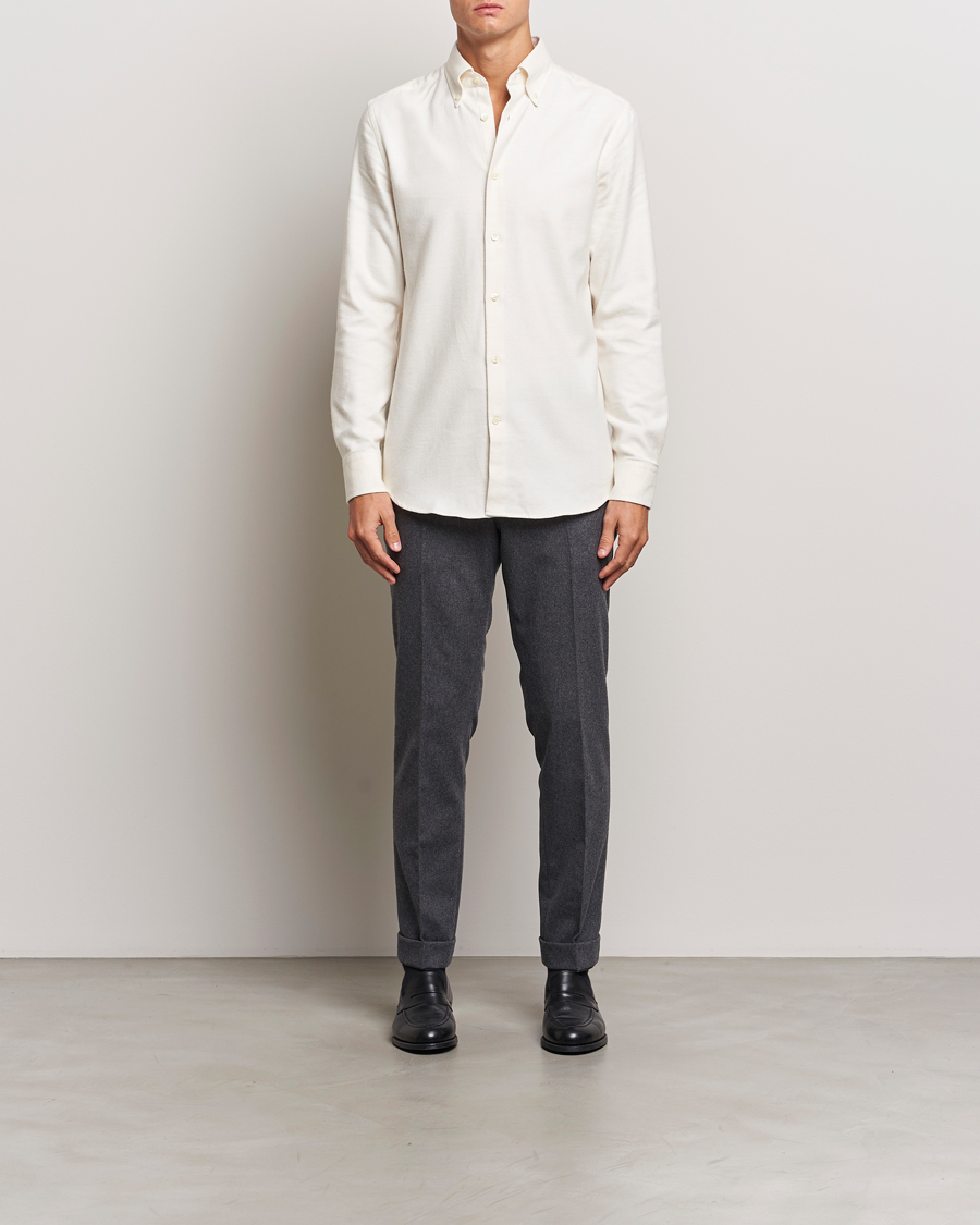 Heren | Overhemden | Morris Heritage | Soft Lama Slim Fit Shirt Off White