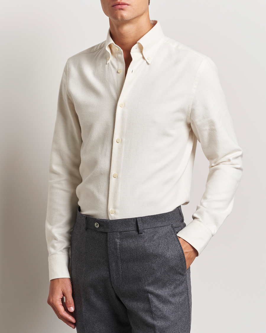 Heren | Overhemden | Morris Heritage | Soft Lama Slim Fit Shirt Off White