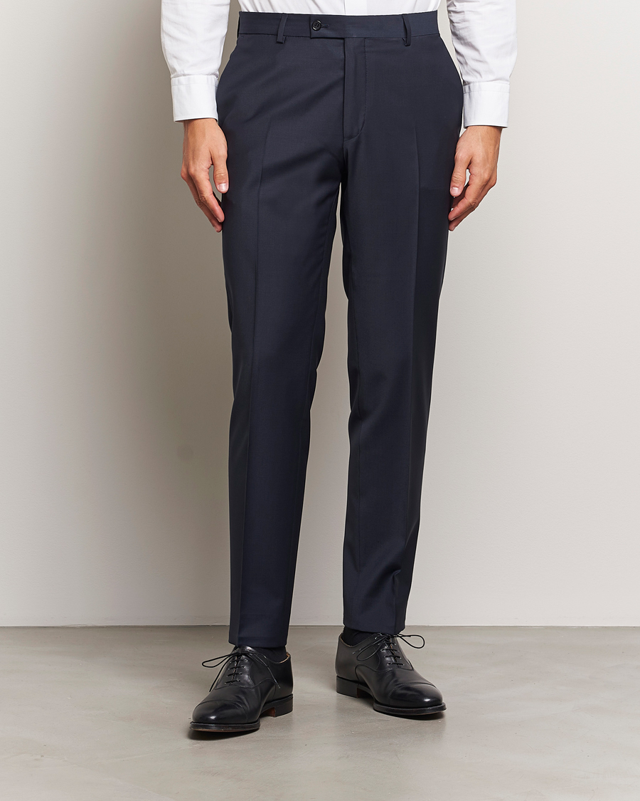 Heren | Broeken | Morris Heritage | Morris Wool Suit Trousers Navy