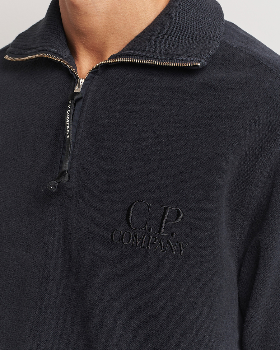 Homme | Pulls Et Tricots | C.P. Company | Brushed Diagonal Fleece Half Zip Grey Black