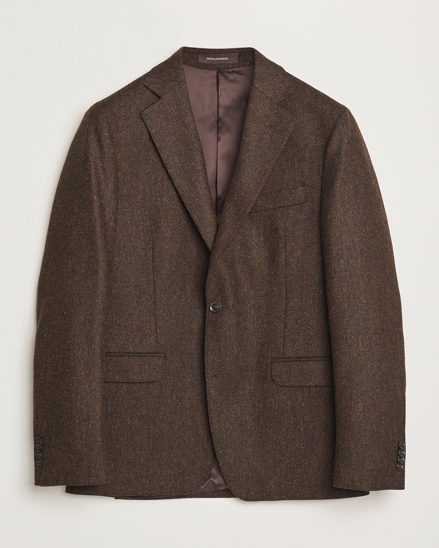 Heren | Blazers | Oscar Jacobson | Fogerty Moon Herringbone Tweed Blazer Brown
