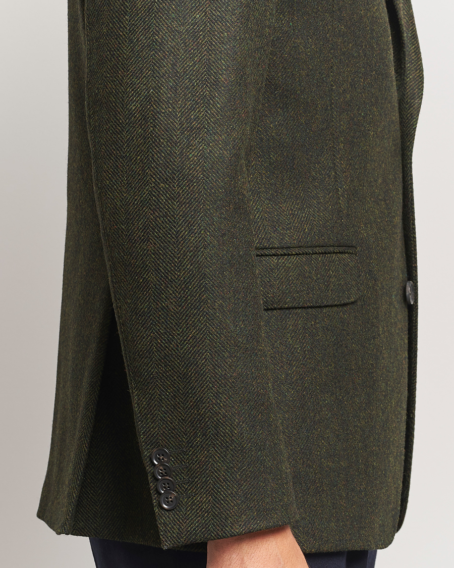 Heren | Blazers | Oscar Jacobson | Fogerty Moon Herringbone Tweed Blazer Green