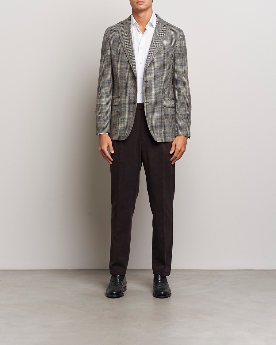 Heren | Blazers | Oscar Jacobson | Fogerty Prince of Wales Wool Blazer Beige