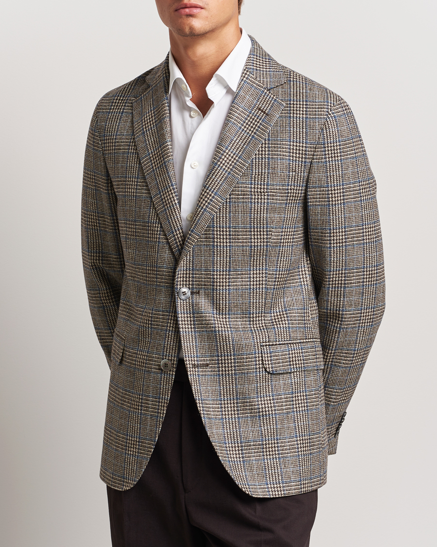 Heren | Blazers | Oscar Jacobson | Fogerty Prince of Wales Wool Blazer Beige