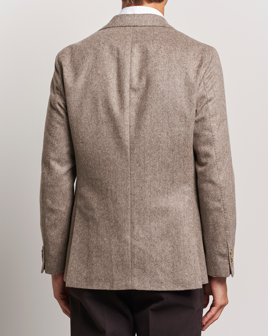 Homme | Blazers | Oscar Jacobson | Fogerty Herringbone Wool Blazer Beige